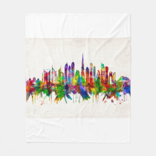 Dubai United Arab Emirates Skyline Fleece Blanket