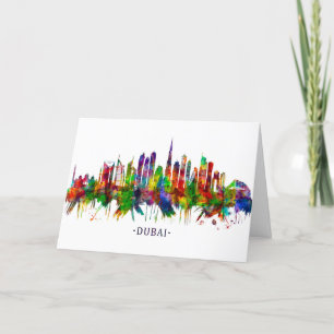 Dubai United Arab Emirates Skyline Holiday Card