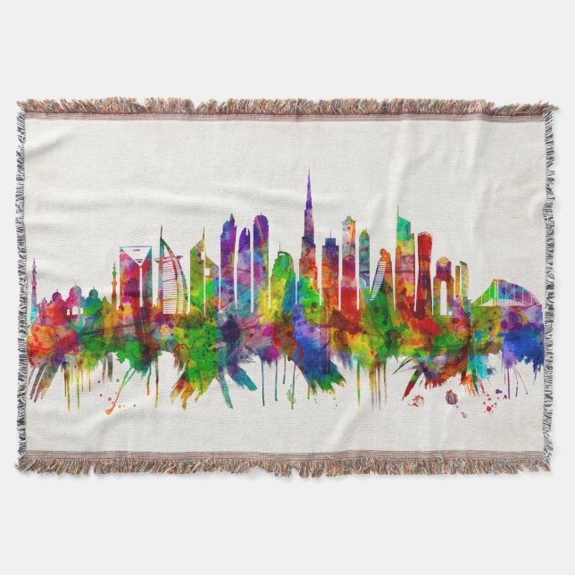 Dubai United Arab Emirates Skyline Throw Blanket (Front)