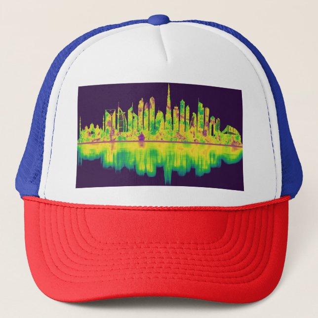 Dubai United Arab Emirates Skyline Trucker Hat (Front)
