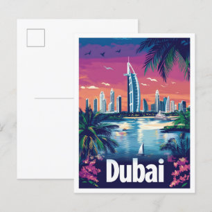 Dubai United Arab Emirates Travel Illustration Postcard