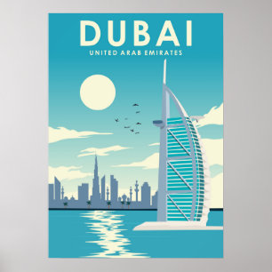 Dubai United Arab Emirates Travel Illustration  Poster