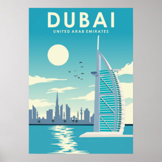 Dubai United Arab Emirates Travel Illustration Poster