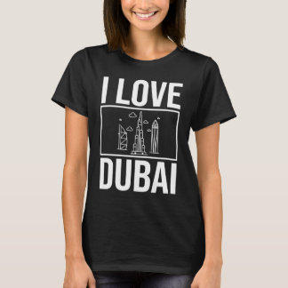 Dubai United Arab Emirates Uae City Skyline Map Tr T-Shirt