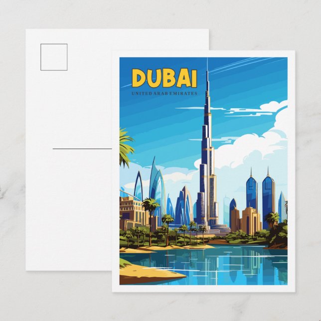 Dubai United Arab Emirates vintage travel Postcard (Front/Back)