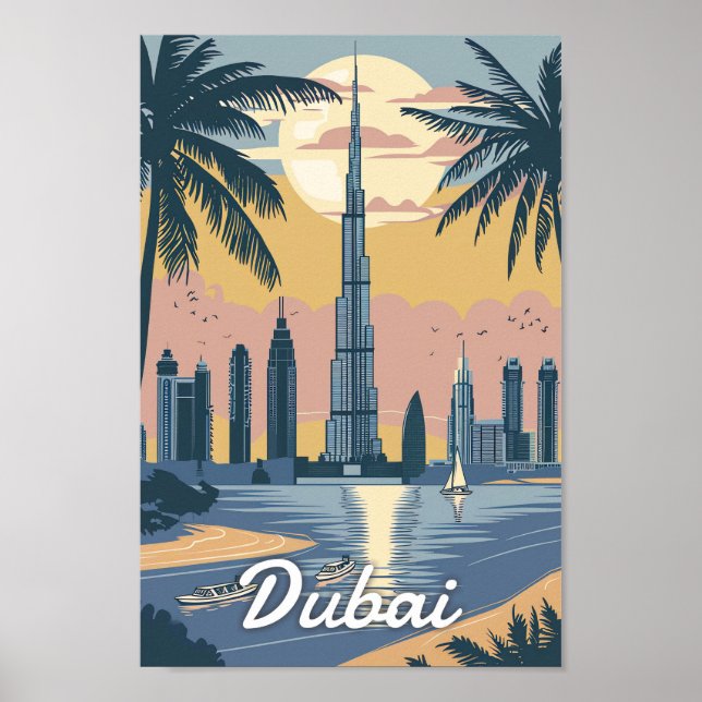Dubai United Arab Emirates Vintage Travel Poster (Front)