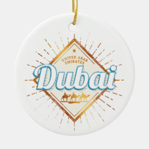 Dubai United Arab Emirates Vintage UAE Souvenir Ceramic Tree Decoration