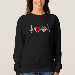 Dubai USA Heartbeat Dubaian American Flag Sweatshirt
