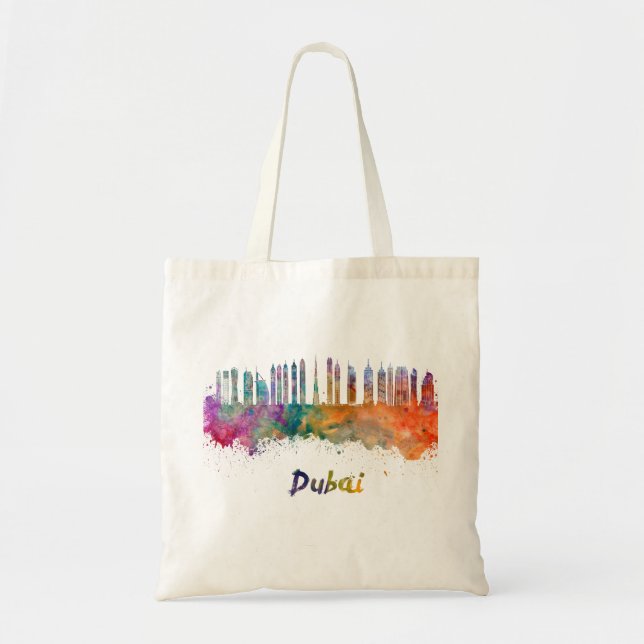 Dubai V2 skyline in watercolor Tote Bag (Front)