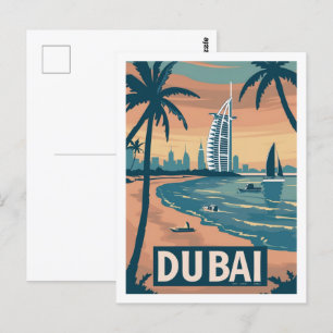 Dubai Vintage Famous Travel Place Postcard
