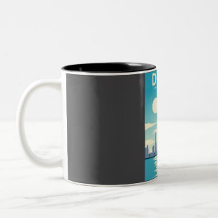 Dubai vintage travel art travel poster  Two-Tone coffee mug