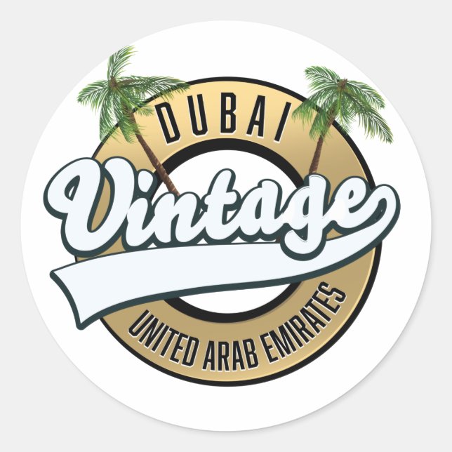 Dubai Vintage United Arab emirates  Classic Round Sticker (Front)