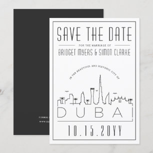 Dubai Wedding Deco Style Skyline Save the Date  Invitation