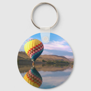 Dubble RAINBOW. Hotair balloon on the snake river Key Ring