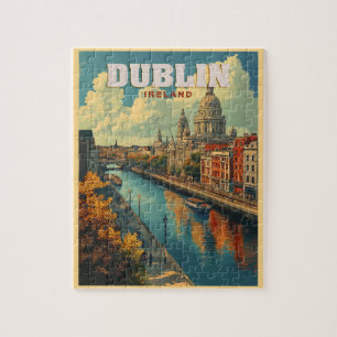 Dublin City Ireland - Retro Travel  Jigsaw Puzzle