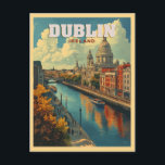 Dublin City Ireland - Retro Travel  Postcard<br><div class="desc">Take a trip to Dublin with this vintage postcard-inspired art print! Featuring iconic landmarks and a retro design, this postcard captures the charm and history of Ireland's vibrant capital city. Perfect for travel enthusiasts, Irish heritage lovers, and fans of vintage decor, this print is ideal for home, office, or gallery...</div>