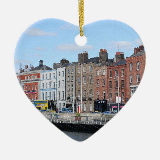 Dublin City on The Liffey Ceramic Tree Decoration (Front)