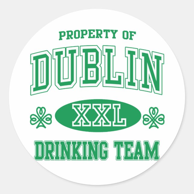 Dublin Drinking Team Classic Round Sticker (Front)
