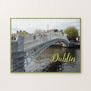 Dublin (Ha'penny Bridge) with text Jigsaw Puzzle