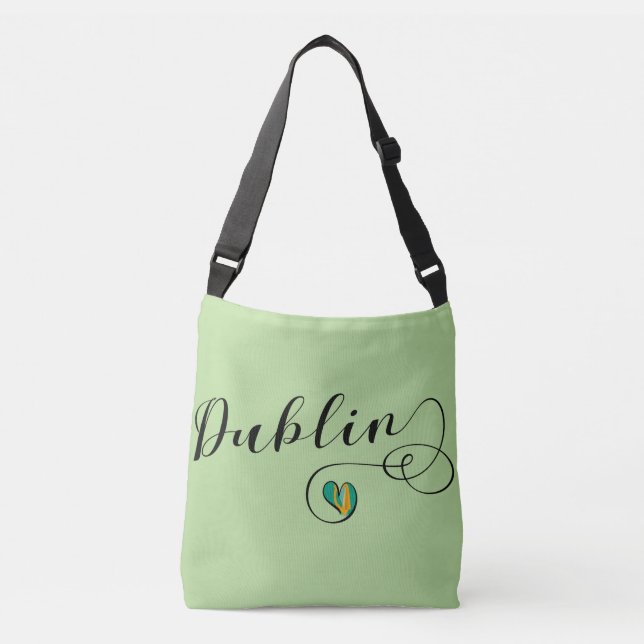 Dublin Heart Customisable Bag, Ireland Irish Crossbody Bag (Front)