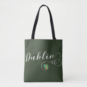 Dublin Heart Grocery Bag, Ireland Tote Bag