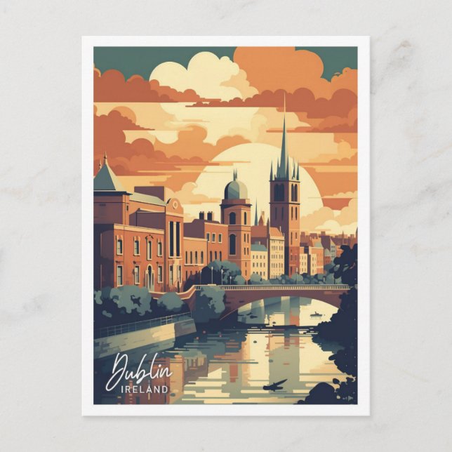 Dublin Ireland Art Travel Place illustration Postcard (Front)