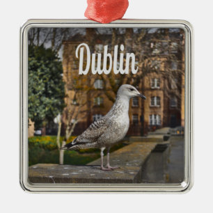 Dublin Ireland Bird on Brick Wall Metal Tree Decoration