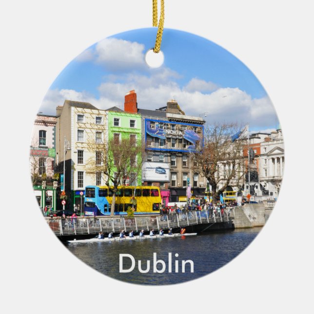 Dublin. Ireland Ceramic Tree Decoration (Front)