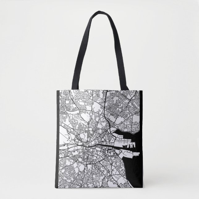 Dublin Ireland City Map Tote Bag (Front)