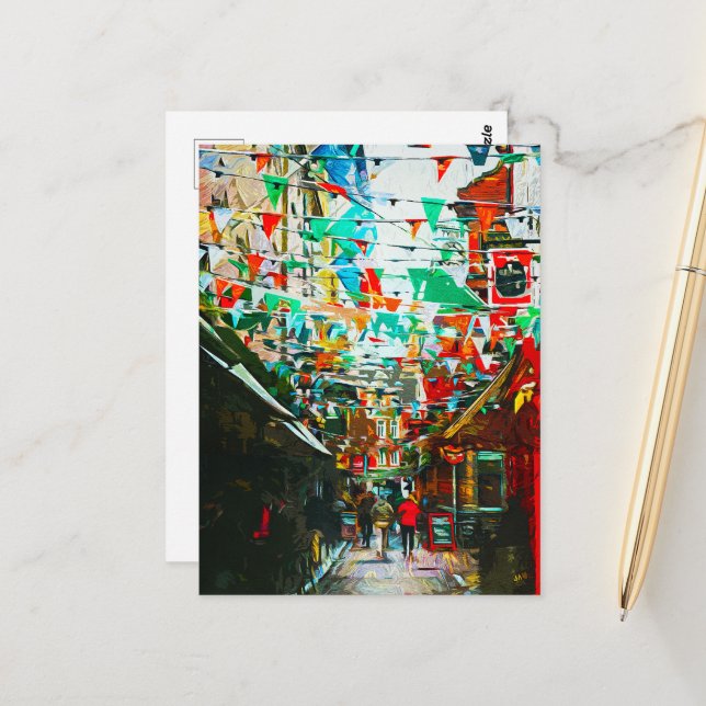 Dublin, Ireland City Street Scene Postcard (Front/Back In Situ)