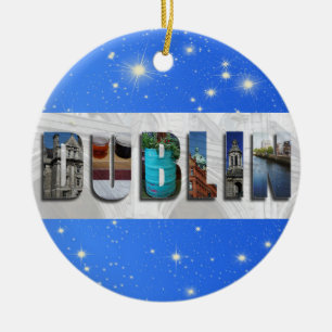 Dublin Ireland City Travel Photos Christmas Ceramic Tree Decoration