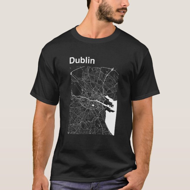 Dublin Ireland Classic City Map Graphic T-Shirt (Front)