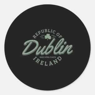 Dublin Ireland Clover Leaf Irish St. Patricks Day Classic Round Sticker