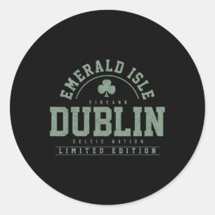 Dublin Ireland Clover Leaf Irish St. Patricks Day Classic Round Sticker