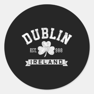 Dublin Ireland Clover Leaf Irish St. Patricks Day Classic Round Sticker