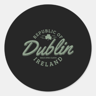 Dublin Ireland Clover Leaf Irish St. Patricks Day Classic Round Sticker