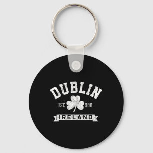 Dublin Ireland Clover Leaf Irish St. Patricks Day Key Ring