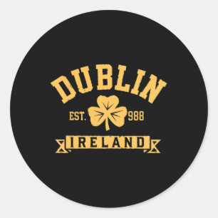 Dublin Ireland Clover Leaf Shamrock Est 988 St Pat Classic Round Sticker
