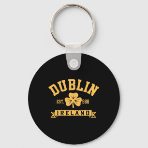 Dublin Ireland Clover Leaf Shamrock Est 988 St Pat Key Ring
