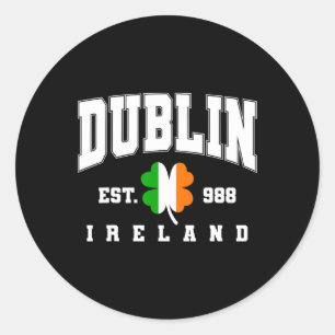 Dublin Ireland Est 988 Clover Leaf Shamrock St. Pa Classic Round Sticker