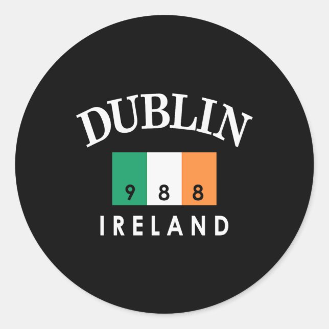 Dublin Ireland Flag Est 988 St Patricks Day  Classic Round Sticker (Front)