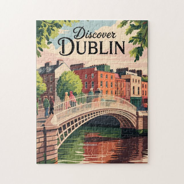 Dublin Ireland Illustration Travel Art Vintage Jigsaw Puzzle (Vertical)