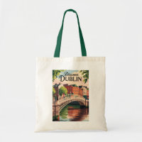 Dublin Ireland Illustration Travel Art Vintage