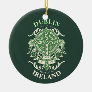 Dublin Ireland Irish Celtic Cross Ceramic Tree Decoration