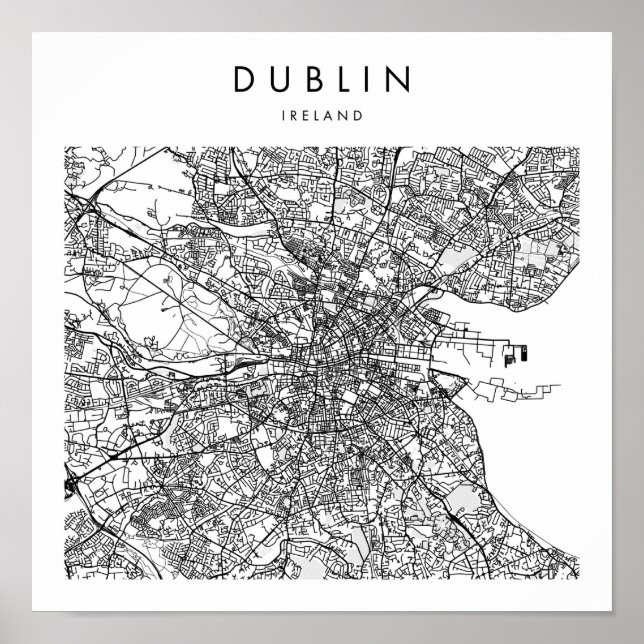 Dublin Ireland Minimal Modern Street Map Poster (Front)