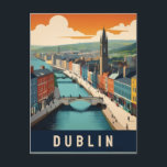 Dublin Ireland Retro Travel Art River scene Postcard<br><div class="desc">"dublin",  "ireland",  "classic famous cities sight",  "travel painting illustration art",  "retro vintage tourist souvenir",  "popular european capital city",   "europe vacation spot location",  "irish riverside river street",  "River Liffey houses buildings",  "republic of ireland"</div>