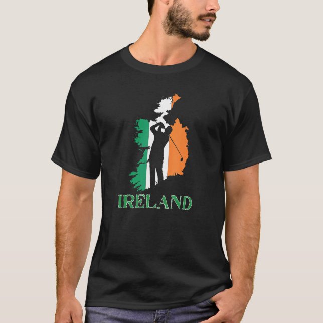 Dublin Ireland Roots Flag Colour Irish Golfer Golf T-Shirt (Front)