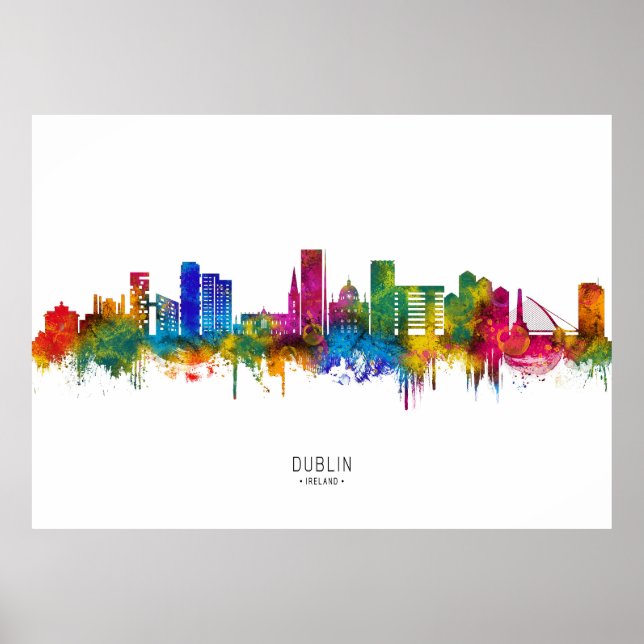 Dublin Ireland Skyline Poster (Front)