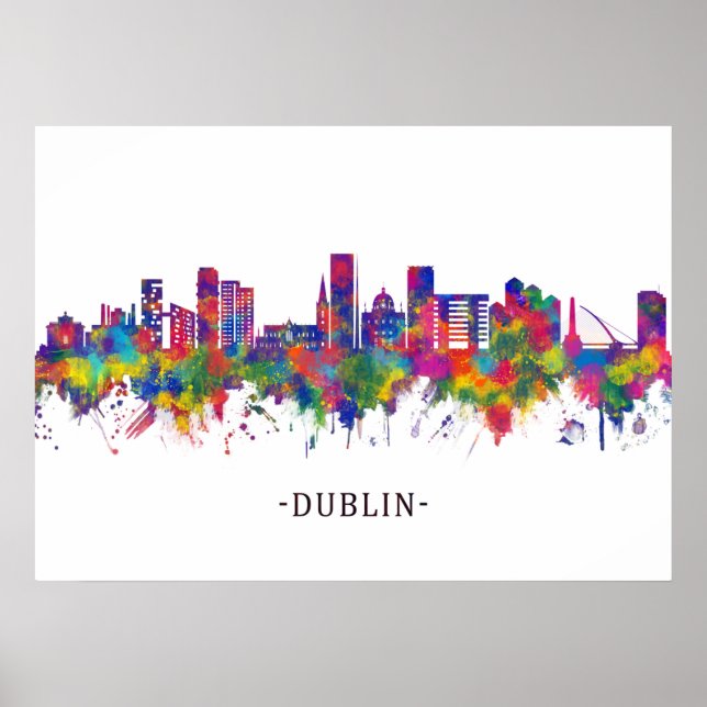 Dublin Ireland Skyline Poster (Front)