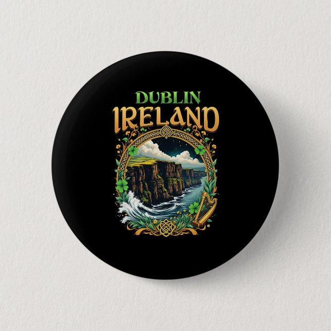 Dublin Ireland Souvenir Sea Cliffs Dublin Vacation 6 Cm Round Badge (Front)